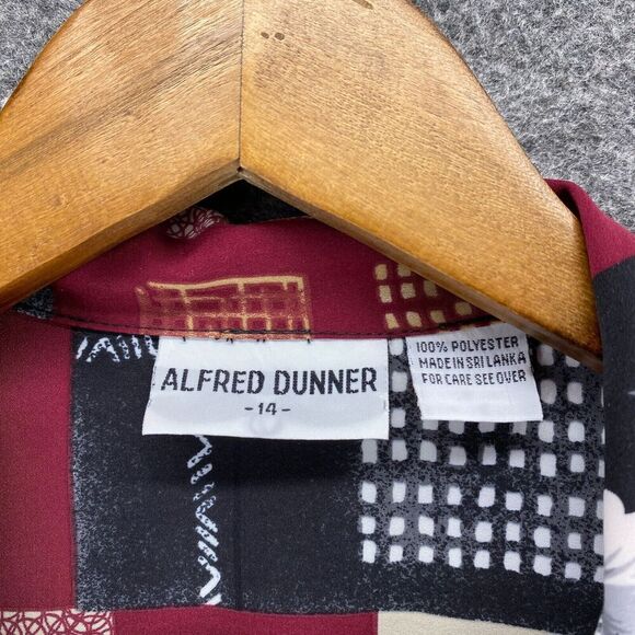 5/$45 Alfred Dunner Shirt Women 14 White Plaid Button Up  Long Sleeve - Picture 5 of 8